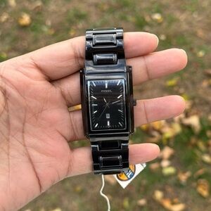 Fossil Rectangular ceramic Black Men's  Watch